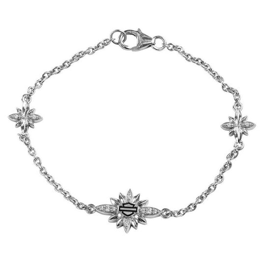 Women's Starburst Encrusted Bling Chain Bracelet