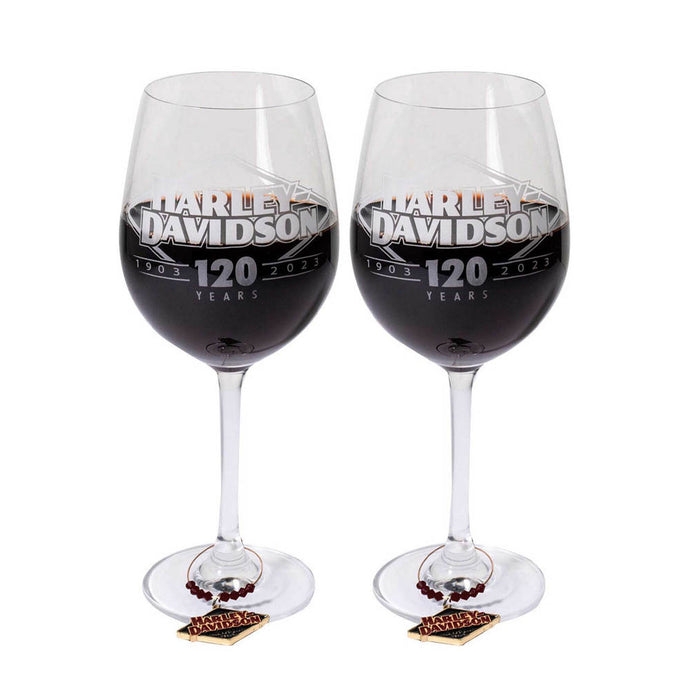 H-D 120th Anniversary Logo Wine Glass Set