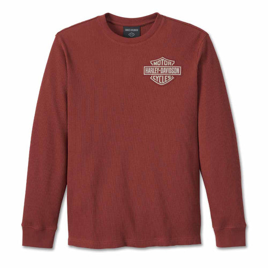 Men's Bar & Shield 3D Long Sleeve Tee - Russet Brown