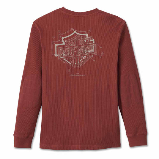 Men's Bar & Shield 3D Long Sleeve Tee - Russet Brown