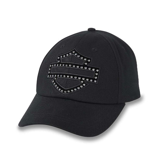 Women's Bar & Shield Embellished Baseball Cap - Black Beauty