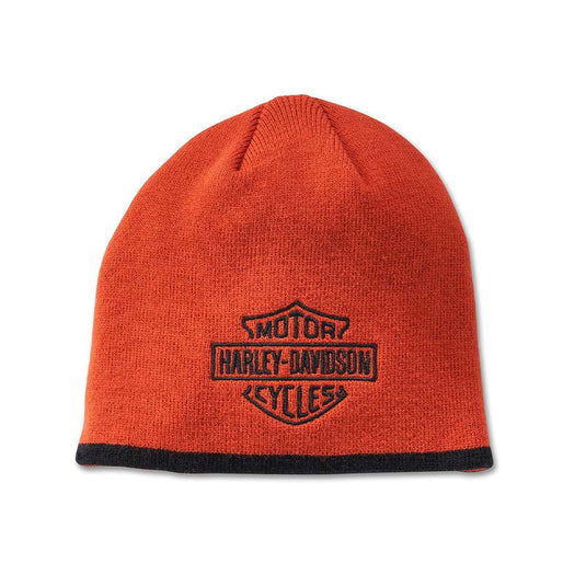 Bar & Shield Knit Beanie - Vintage Orange