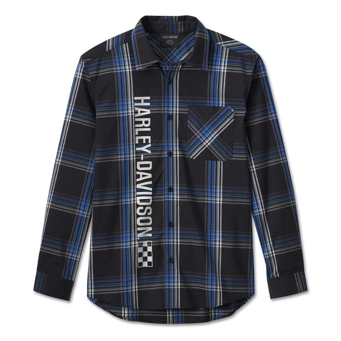 Men's The Bagger Long Sleeve Shirt - Black Plaid