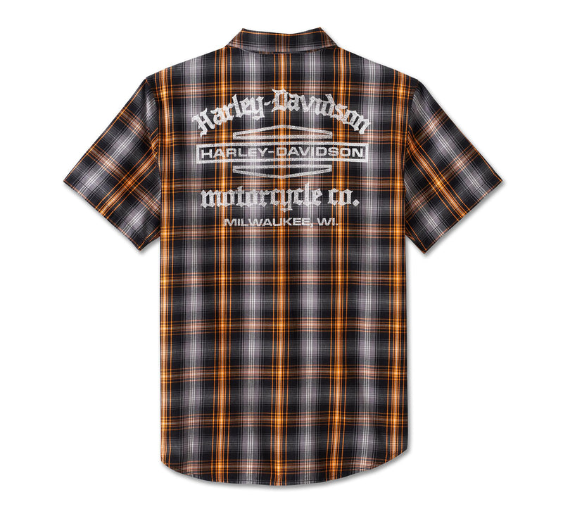 Load image into Gallery viewer, Men&#39;s Staple Short Sleeve Shirt - Plaid - Harley Black &amp; Quiet Shade
