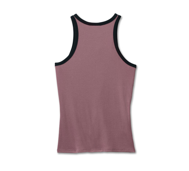 Load image into Gallery viewer, Women&#39;s Stacked Bar &amp; Shield Racerback Tank - Wistful Mauve
