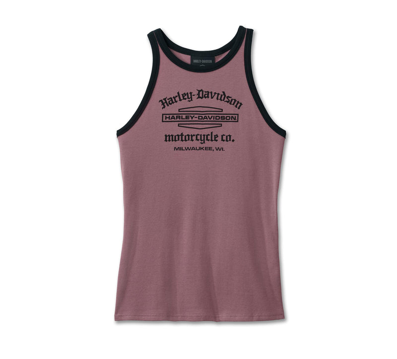 Load image into Gallery viewer, Women&#39;s Stacked Bar &amp; Shield Racerback Tank - Wistful Mauve
