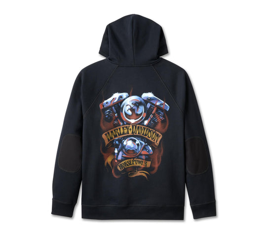 Loaded with Horsepower Raglan Hoodie - Harley Black