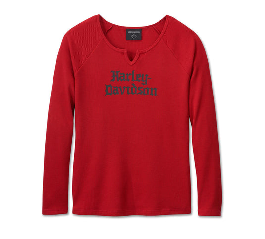 Women's Harley-Davidson Old English Thermal Top - Chili Pepper