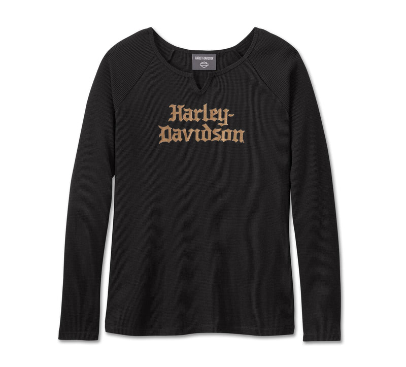 Load image into Gallery viewer, Women&#39;s Harley-Davidson Old English Thermal Top - Harley Black
