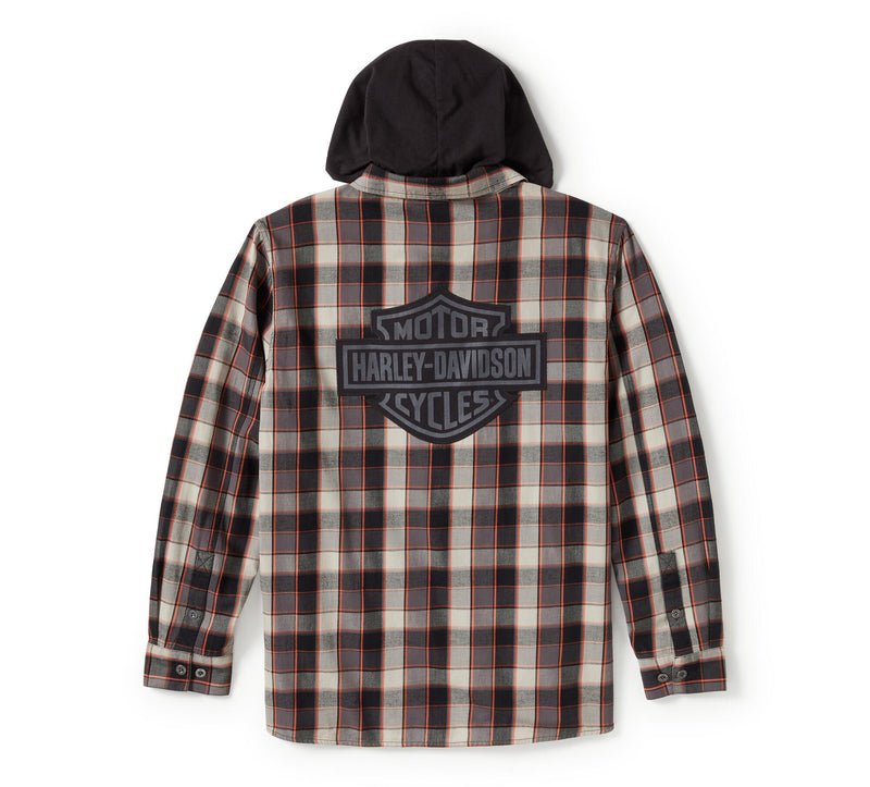 Load image into Gallery viewer, Men&#39;s Metal Bound Long Sleeved Shirt - Plaid Harley Black &amp; Ghost Grey
