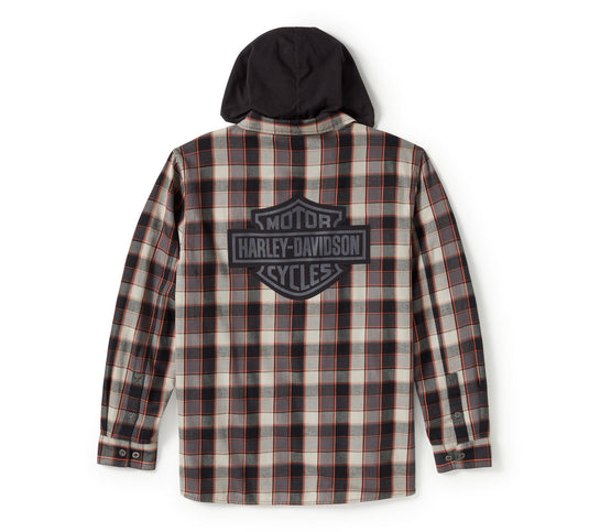 Men's Metal Bound Long Sleeved Shirt - Plaid Harley Black & Ghost Grey