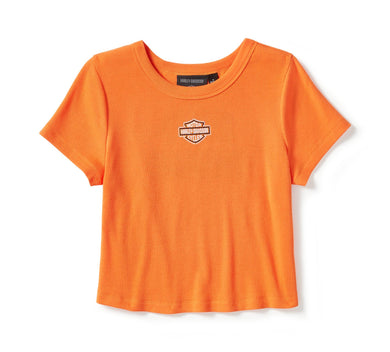 Women's Harley Davison Essential Arched Font Babydoll Tee - Harley Orange