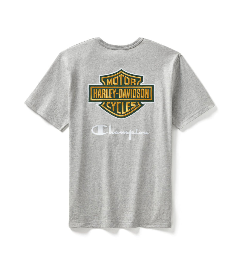 Load image into Gallery viewer, Champion x Harley-Davidson Fanatic Tee - Grey Heather &amp; Dark Green
