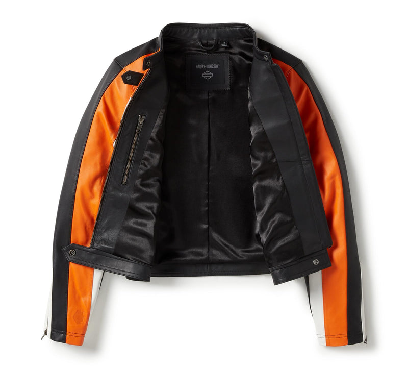 Load image into Gallery viewer, Women&#39;s Harley Davison Essential Moto Blocked Leather Jacket
