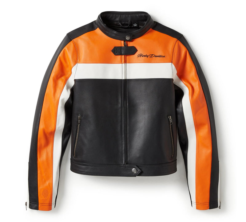 Load image into Gallery viewer, Women&#39;s Harley Davison Essential Moto Blocked Leather Jacket
