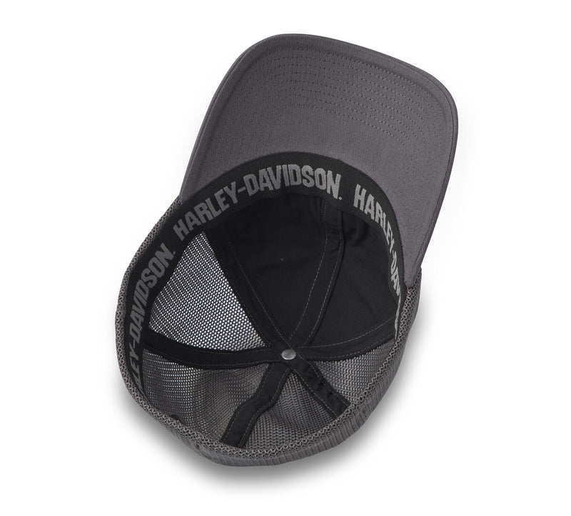 Load image into Gallery viewer, H-D Oil Can Bar &amp; Shield Stretch-Fit Cap - Blackened Pearl Heather
