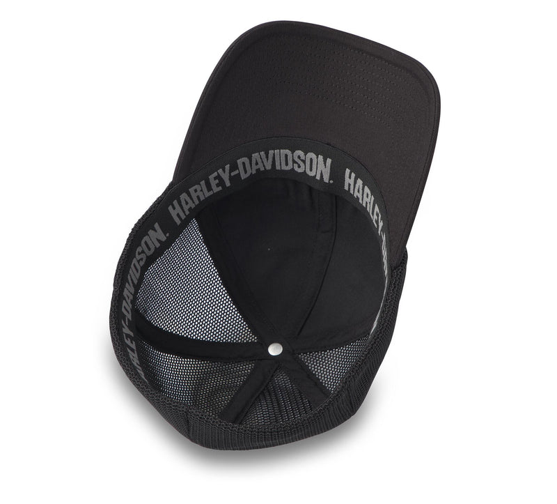 Load image into Gallery viewer, H-D Oil Can Bar &amp; Shield Stretch-Fit Cap - Harley Black
