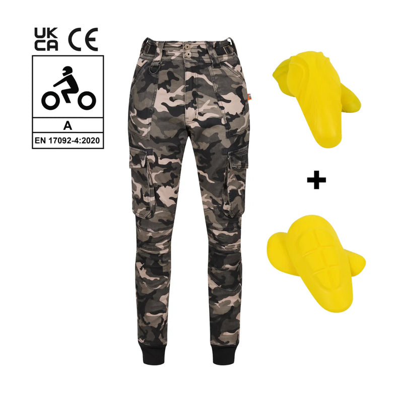 Load image into Gallery viewer, MotoGirl Lara Cargo Camo Trousers
